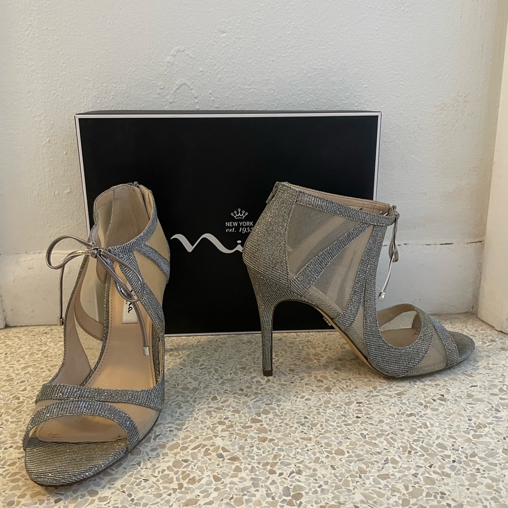 Silver Nina Heels